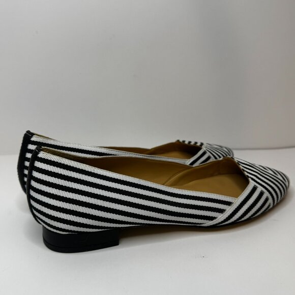Talbots Edison Womens Black/White Striped Ribbon Pointed Flats Size 6.5 - Picture 3 of 7